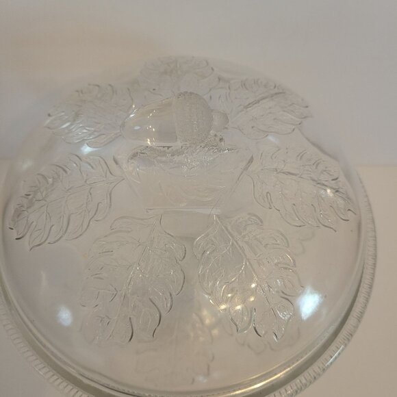 Mckee Vintage Pedestal Candy Dish Acorn Lid Embossed Leaf - Picture 9 of 11